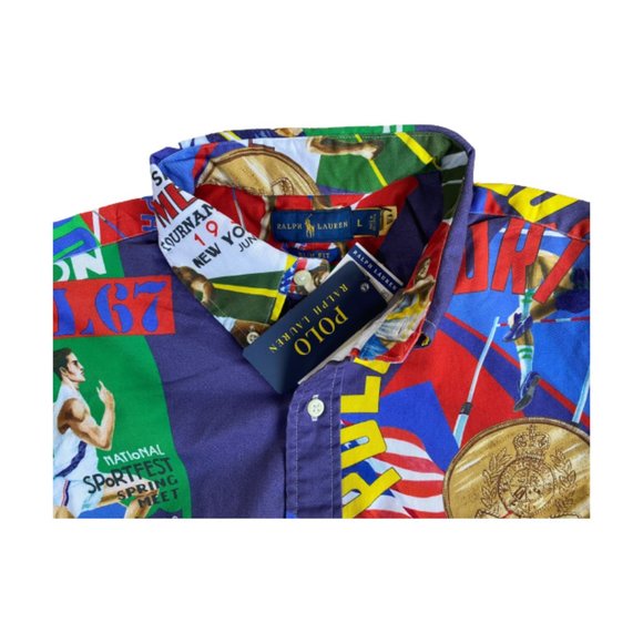 Polo Ralph Lauren Chariots of Fire Stadium Olympic Track Field Button Camp Shirt - Picture 3 of 6